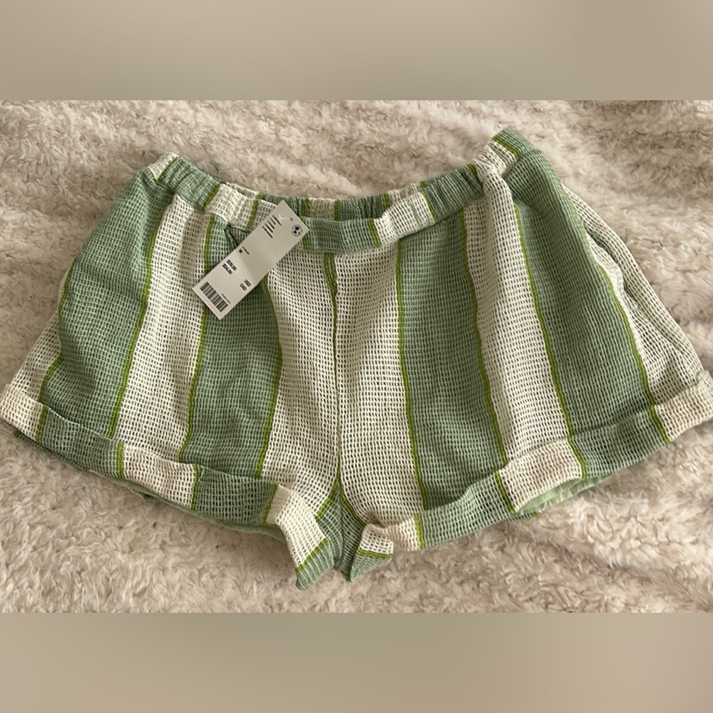Urban Outfitters Out from Under Boardwalk Green White Striped Shorts Size M NWT
